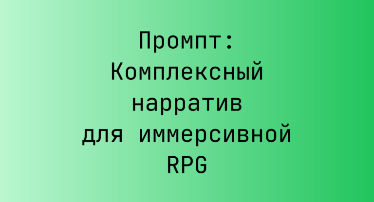 Промпт: Комплексный нарратив для иммерсивной RPG