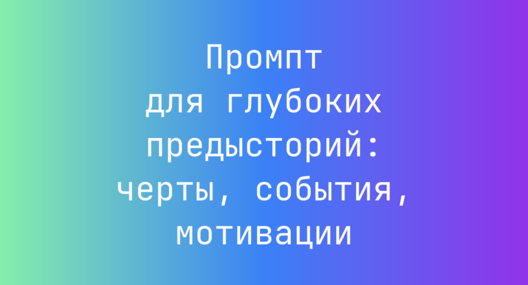 Промпт для глубоких предысторий: черты, события, мотивации