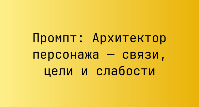 Промпт: Архитектор персонажа — связи, цели и слабости