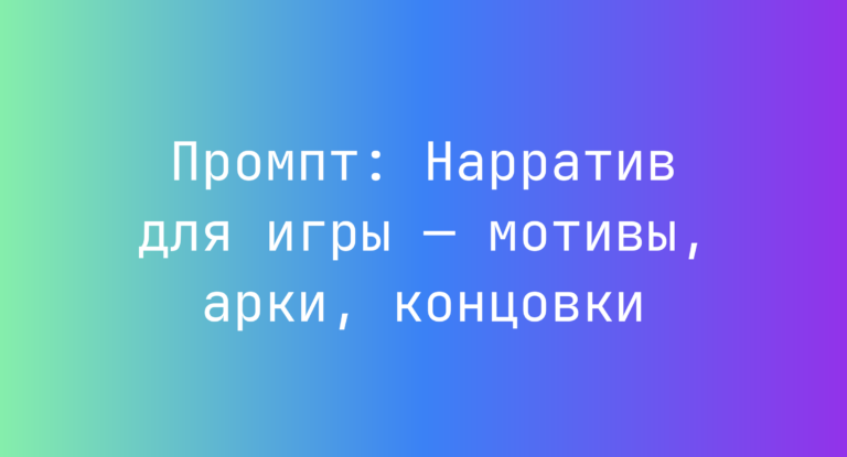 Промпт: Нарратив для игры — мотивы, арки, концовки