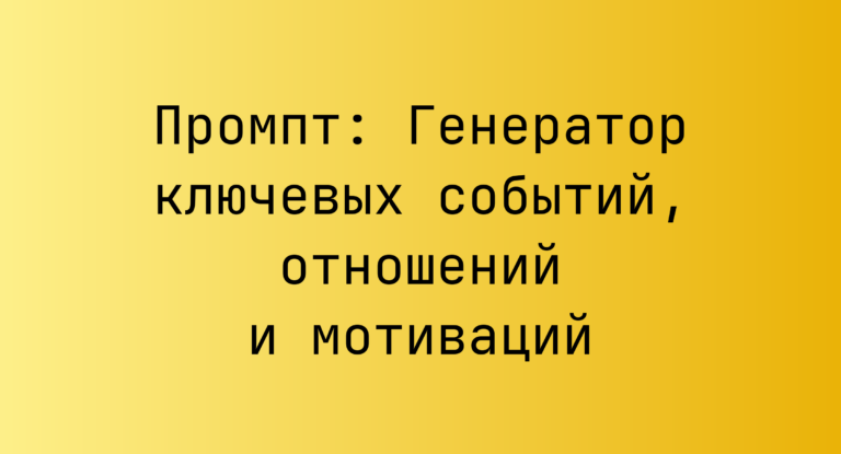 Промпт: Генератор ключевых событий, отношений и мотиваций