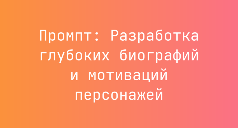 Промпт: Разработка глубоких биографий и мотиваций персонажей