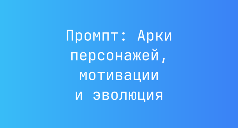Промпт: Арки персонажей, мотивации и эволюция
