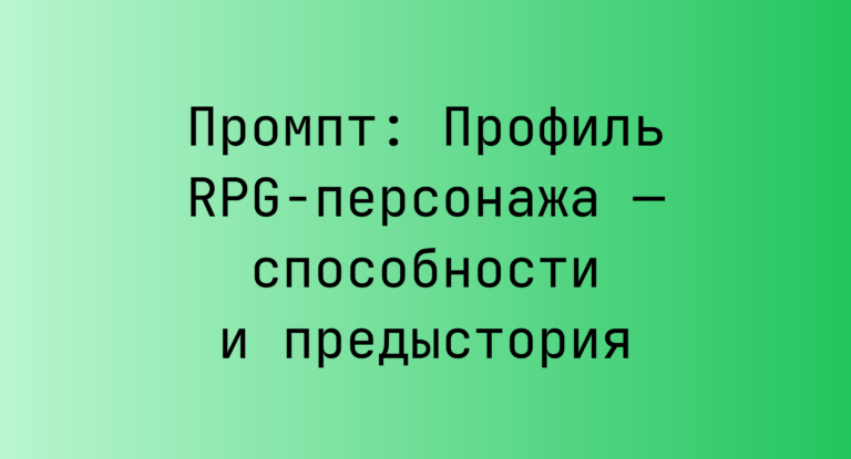 Промпт: Профиль RPG‑персонажа — способности и предыстория