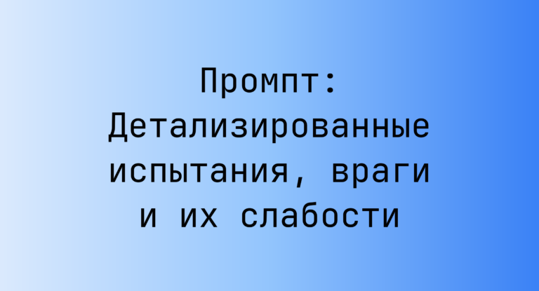 Промпт: Детализированные испытания, враги и их слабости