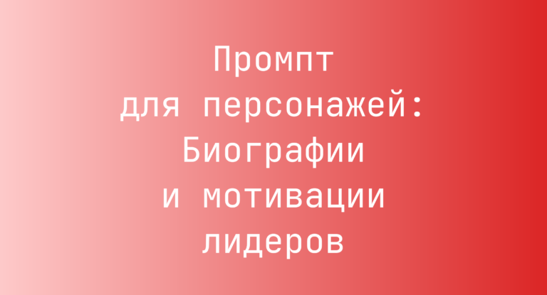 Промпт для персонажей: Биографии и мотивации лидеров