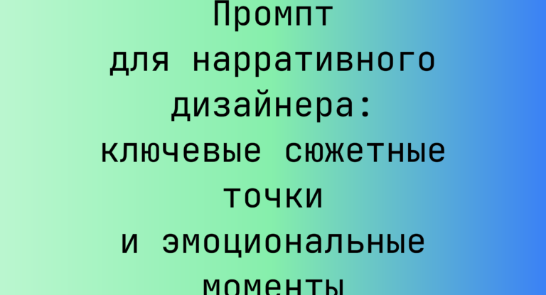 Промпт для нарративного дизайнера: ключевые сюжетные точки и эмоциональные моменты