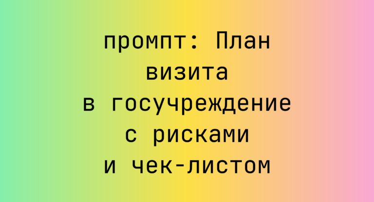 План визита в госучреждение с рисками и чек-листом