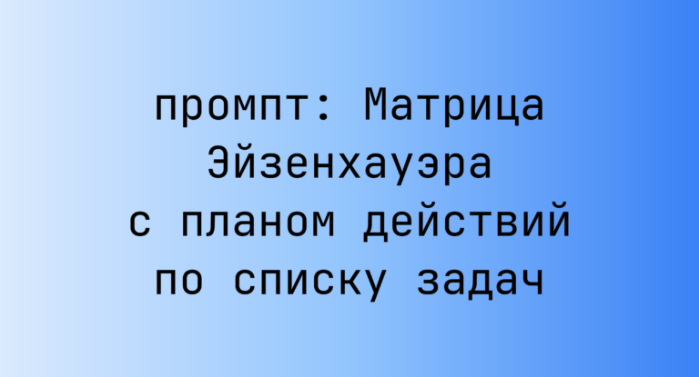 Матрица Эйзенхауэра с планом действий по списку задач