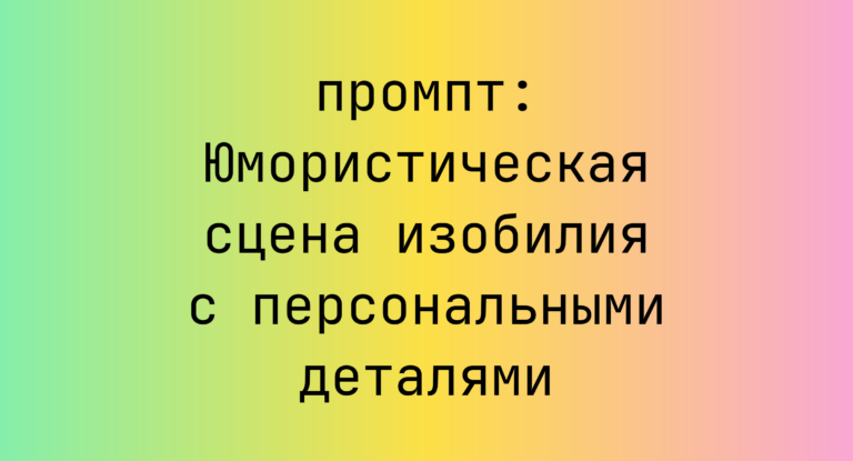Юмористическая сцена изобилия с персональными деталями