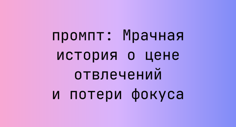 Мрачная история о цене отвлечений и потери фокуса
