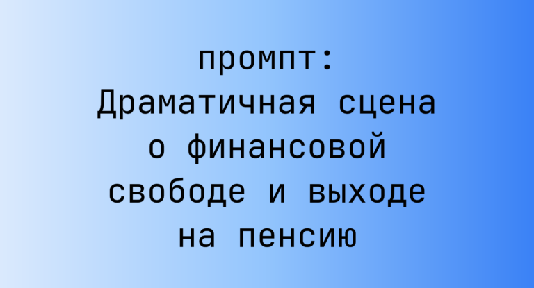 Драматичная сцена о финансовой свободе и выходе на пенсию