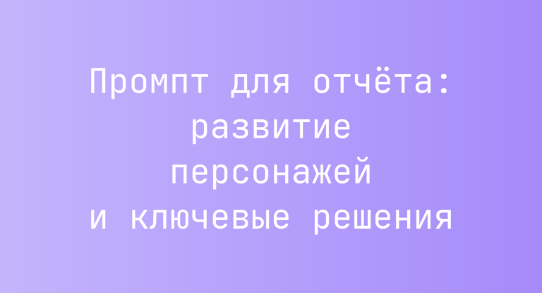 Промпт для отчёта: развитие персонажей и ключевые решения