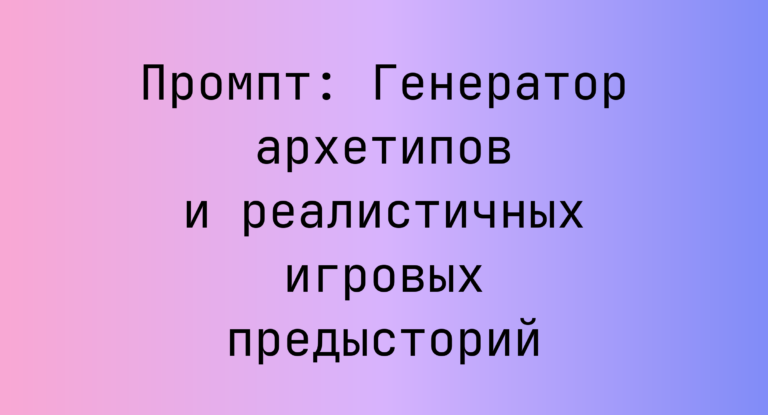 Промпт: Генератор архетипов и реалистичных игровых предысторий