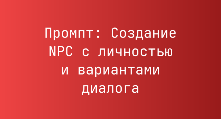 Промпт: Создание NPC с личностью и вариантами диалога
