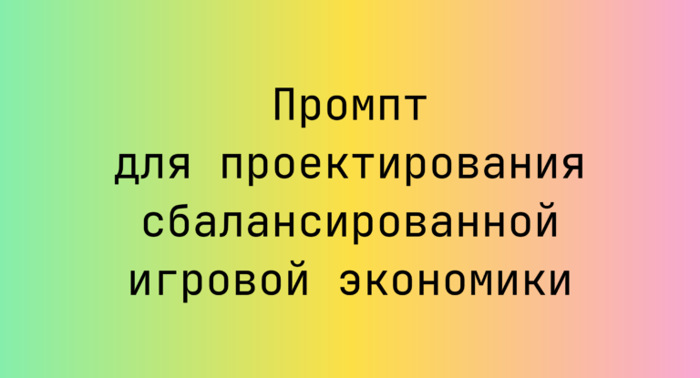 Промпт для проектирования сбалансированной игровой экономики
