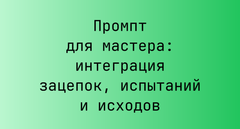 Промпт для мастера: интеграция зацепок, испытаний и исходов