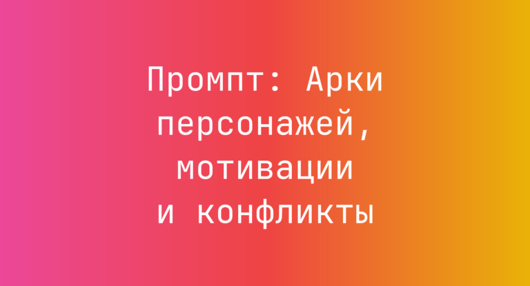 Промпт: Арки персонажей, мотивации и конфликты