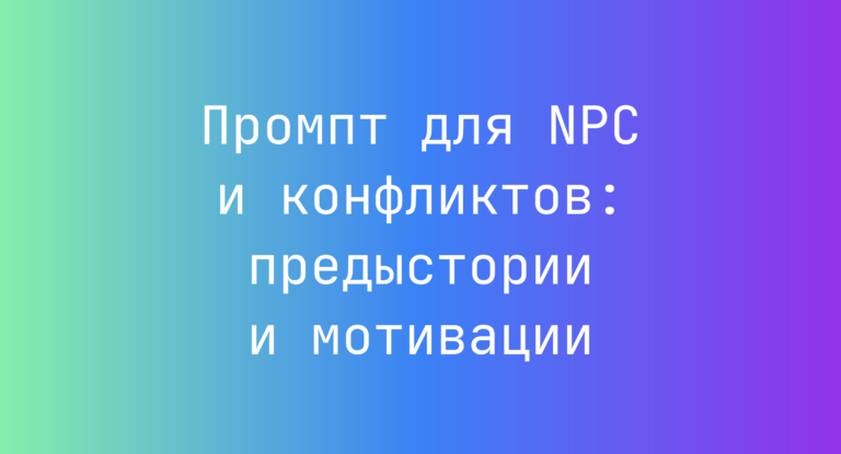Промпт для NPC и конфликтов: предыстории и мотивации