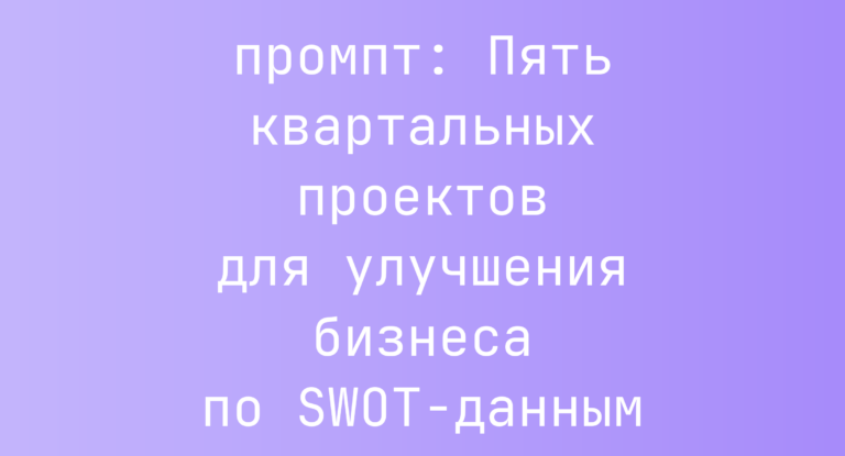 Пять квартальных проектов для улучшения бизнеса по SWOT-данным