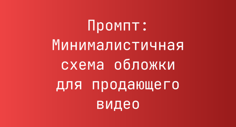 Промпт: Минималистичная схема обложки для продающего видео