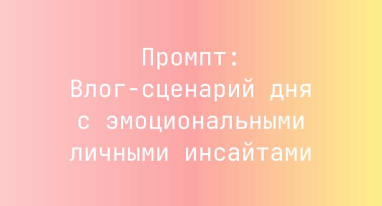 Промпт: Влог-сценарий дня с эмоциональными личными инсайтами