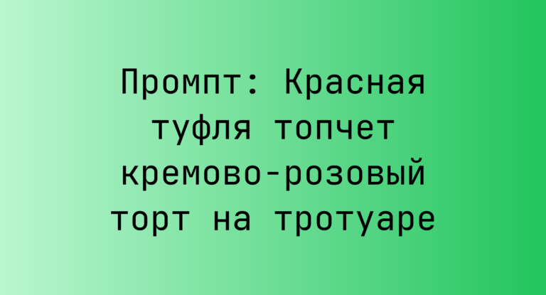 Промпт: Красная туфля топчет кремово-розовый торт на тротуаре