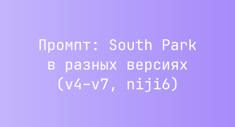 Промпт: South Park в разных версиях (v4–v7, niji6)