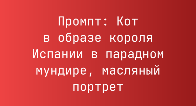 Промпт: Кот в образе короля Испании в парадном мундире, масляный портрет