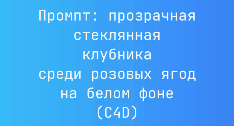 Промпт: прозрачная стеклянная клубника среди розовых ягод на белом фоне (C4D)