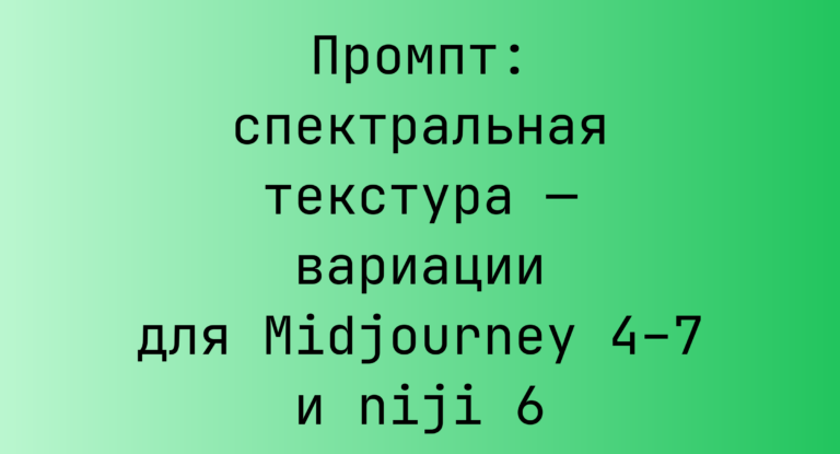 Промпт: спектральная текстура — вариации для Midjourney 4–7 и niji 6