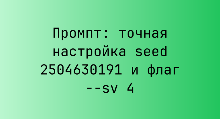 Промпт: точная настройка seed 2504630191 и флаг –sv 4