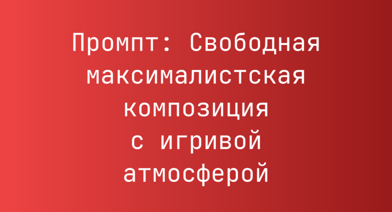 Промпт: Свободная максималистская композиция с игривой атмосферой