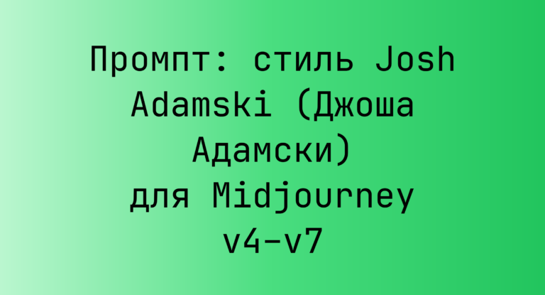 Промпт: стиль Josh Adamski (Джоша Адамски) для Midjourney v4–v7