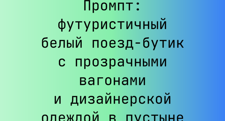 Промпт: футуристичный белый поезд-бутик с прозрачными вагонами и дизайнерской одеждой в пустыне