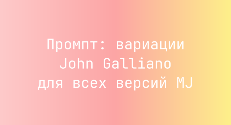 Промпт: вариации John Galliano для всех версий MJ