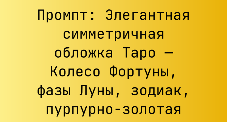 Промпт: Элегантная симметричная обложка Таро — Колесо Фортуны, фазы Луны, зодиак, пурпурно-золотая