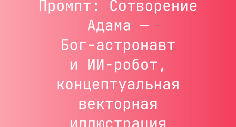 Промпт: Сотворение Адама — Бог-астронавт и ИИ-робот, концептуальная векторная иллюстрация