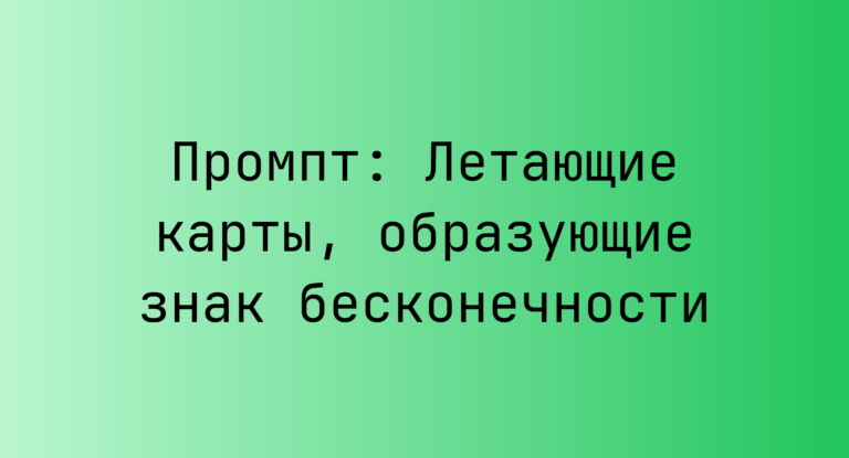 Промпт: Летающие карты, образующие знак бесконечности