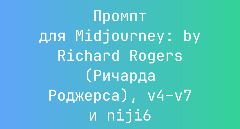 Промпт для Midjourney: by Richard Rogers (Ричарда Роджерса), v4–v7 и niji6
