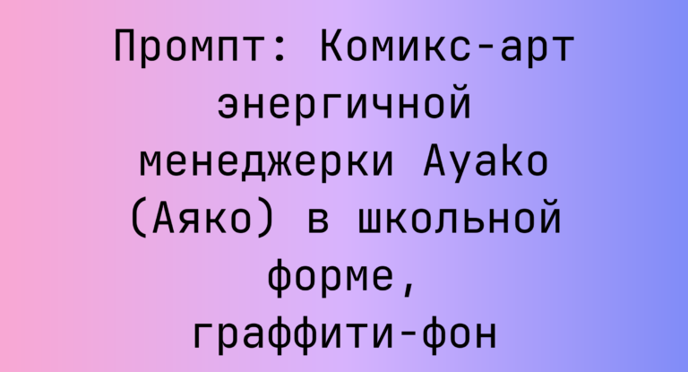 Промпт: Комикс-арт энергичной менеджерки Ayako (Аяко) в школьной форме, граффити-фон