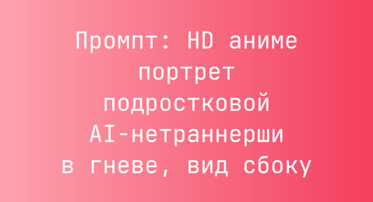 Промпт: HD аниме портрет подростковой AI-нетраннерши в гневе, вид сбоку