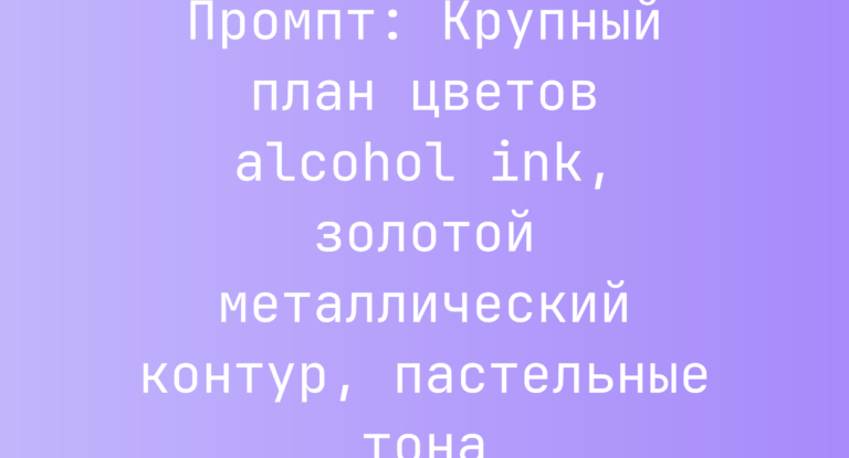 Промпт: Крупный план цветов alcohol ink, золотой металлический контур, пастельные тона