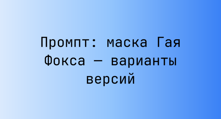 Промпт: маска Гая Фокса — варианты версий