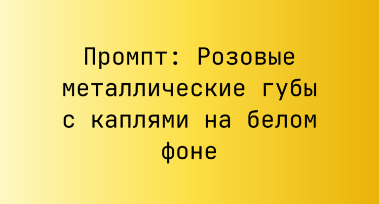 Промпт: Розовые металлические губы с каплями на белом фоне