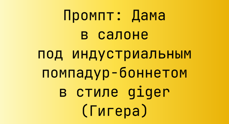 Промпт: Дама в салоне под индустриальным помпадур-боннетом в стиле giger (Гигера)