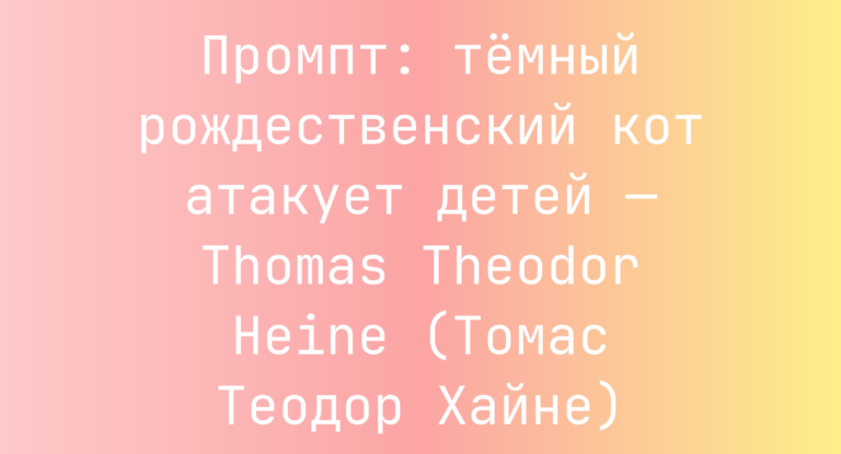 Промпт: темный рождественский кот атакует детей — Thomas Theodor Heine (Томас Теодор Хайне)
