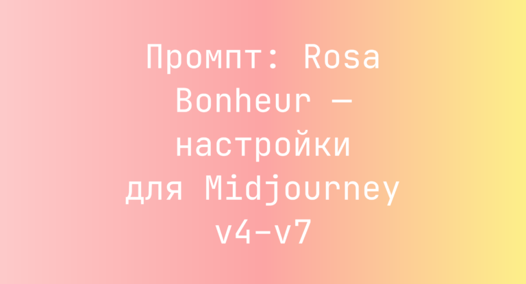 Промпт: Rosa Bonheur — настройки для Midjourney v4–v7