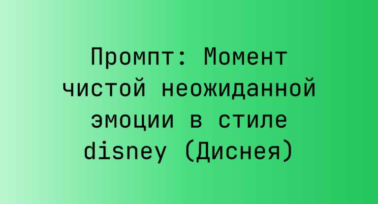 Промпт: Момент чистой неожиданной эмоции в стиле disney (Диснея)