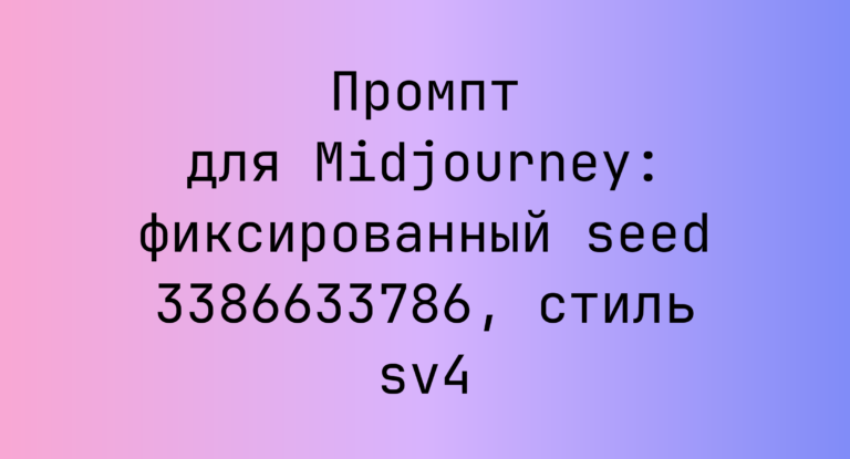 Промпт для Midjourney: фиксированный seed 3386633786, стиль sv4